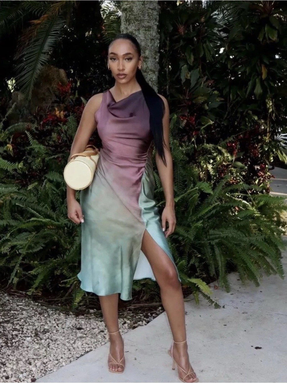 Zara Ombré Satin Ruched Midi Dress | NWT | Large - Picture 9 of 11